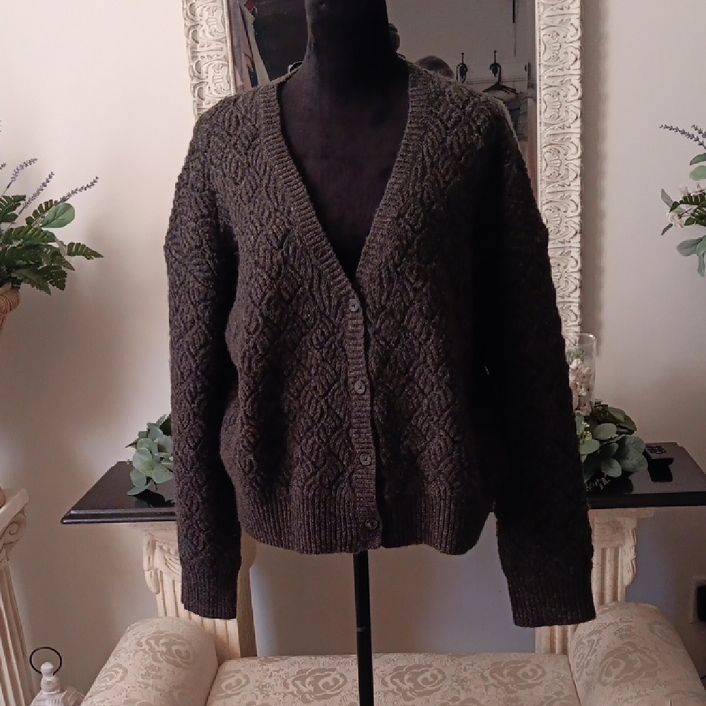 Melrose and Market Dark Brown Cable Knit Cardigan
